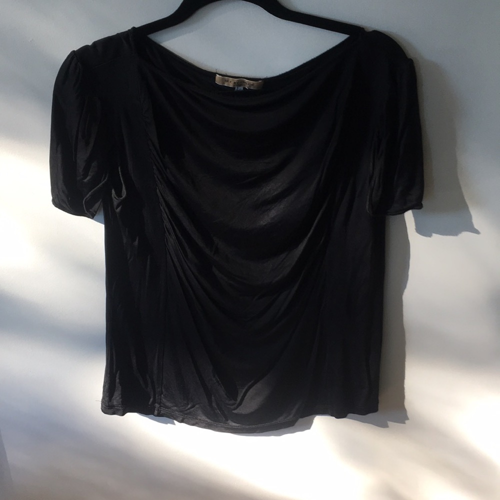 Black blouse with ruffle